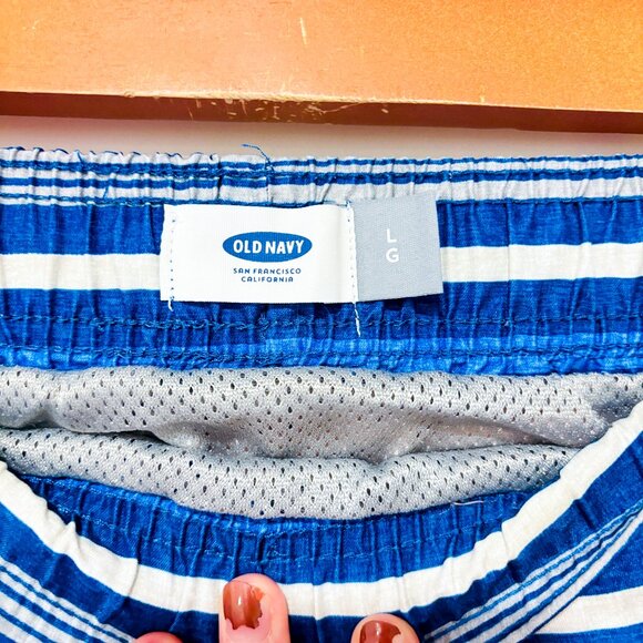 OLD NAVY Men’s red & blue striped swim shorts | Large * - Picture 6 of 7